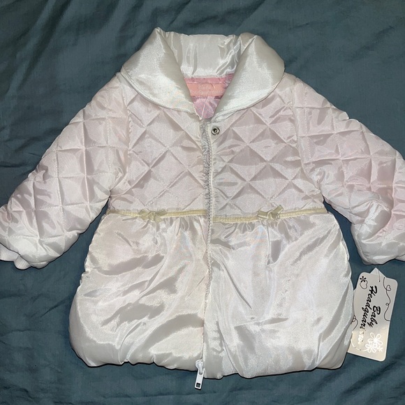 3 pc toddler girl ballerina set w/ puffer coat, fancy top, and embroidered pants - Picture 8 of 9